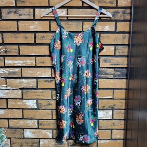 Vtg 90s Looney Tunes Small Christmas Holiday Satin Chemise Nighty Taz Bugs Daffy